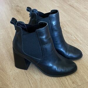 BP Nordstrom Black Leather Ankle Booties with heels